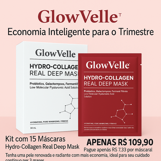 Máscara Facial GlowVelle™ - Economia Inteligente para o Trimestre! Kit com 15 Máscaras
