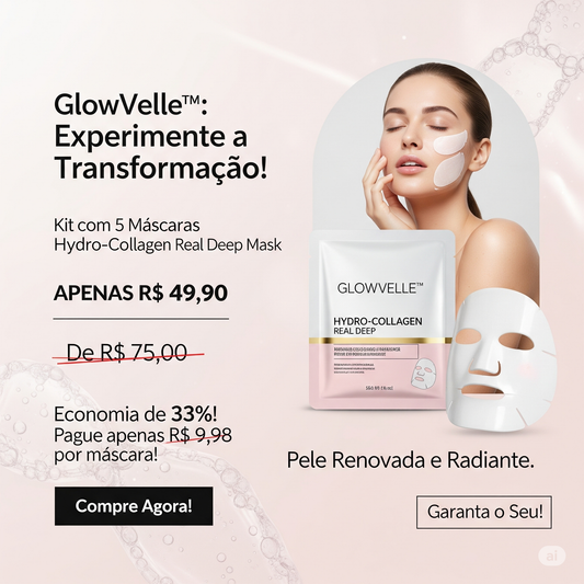 Máscara Facial GlowVelle™ - Kit Essencial: 5 Máscaras